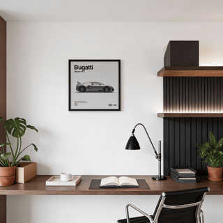 Bugatti Veyron Car Print featuring Gray and Black for man cave poster