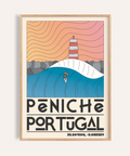 Peniche Portugal Wall Art poster mockup framed on white wall