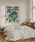 Modern art print of New York Jazz Festival Print with Green, Blue, Beige for den