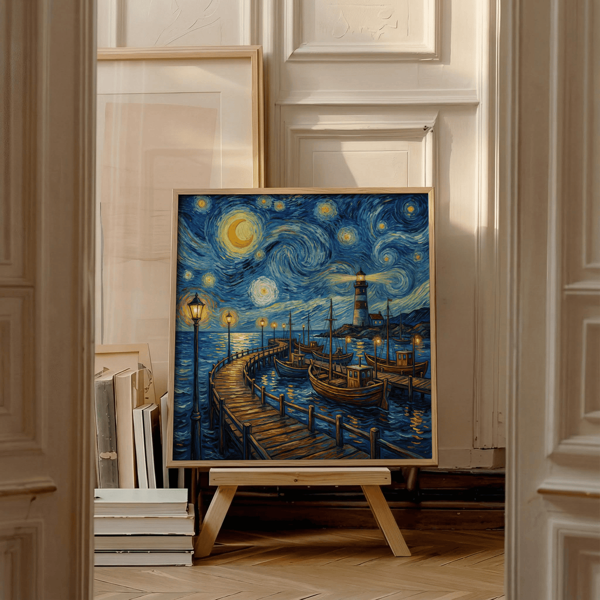 Van Gogh Poster detailed in Blue and Yellow for creative studio poster