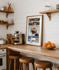 Retro Espresso Martini Print blue brown dining room poster