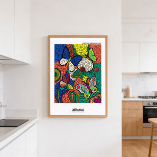 Modern pop art composition with layered leaves and curved stems