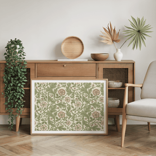 Victorian Botanical Wall Decor poster with beige background for hallway