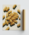 Rigatoni Pasta Print with beige background, perfect for a modern kitchen