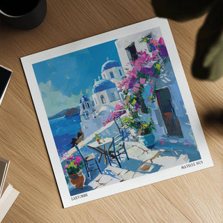 Santorini Wall Art Prints featuring coastal beauty