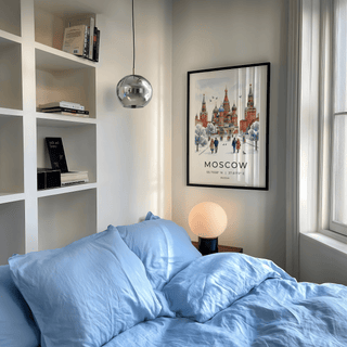 Watercolor-style Moscow City Art Print showing onion domes and Kremlin towers