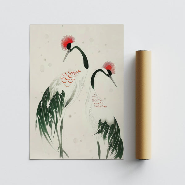 Bird lovers’ Japanese Crane Art with cultural significance.