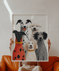 Vibrant red and gray Dog Portrait Art Print for contemporary bedroom decor