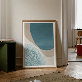 Geometric curves print poster with concentric line pattern, Modern Minimalist Print