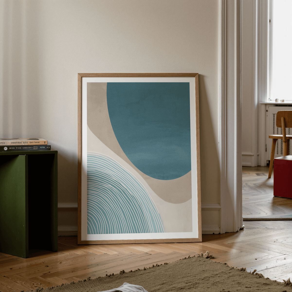 Geometric curves print poster with concentric line pattern, Modern Minimalist Print