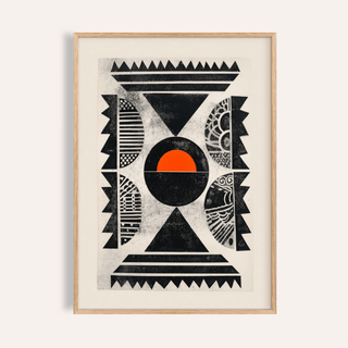 Abstract geometric poster with central circle and triangles wall art print