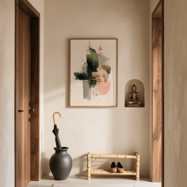 Contemporary Art Poster with abstract Gold and Pink for bedroom poster decor