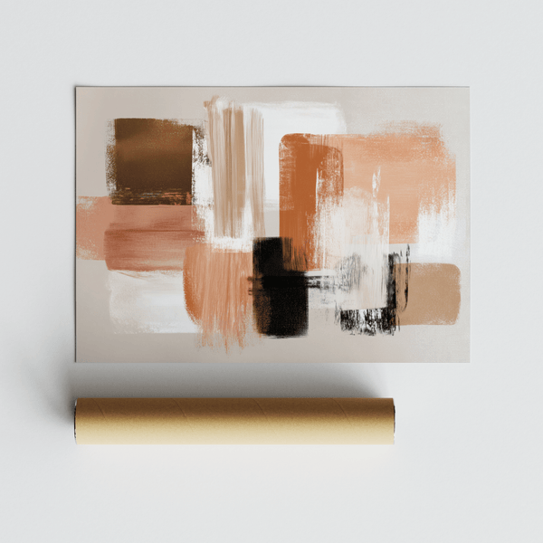 Terracotta and Cream Wall Art abstract Orange and White, for entryway wall print