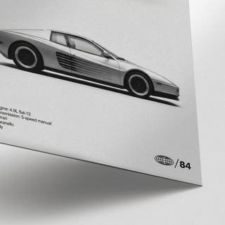 Classic Ferarri Testarossa Wall Art in black for man cave print