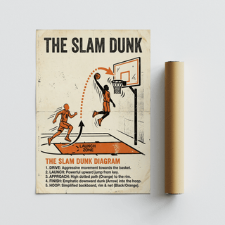 Court launch zone graphic with curved arrow on sports diagram poster print