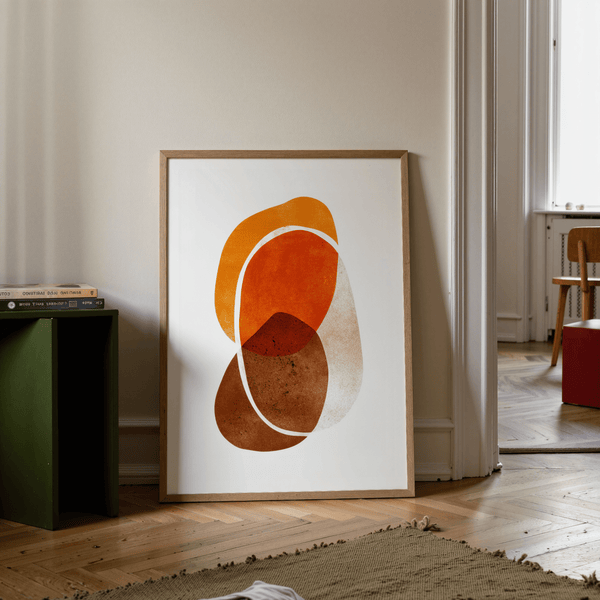 Geometric wall art with soft speckled texture and negative space