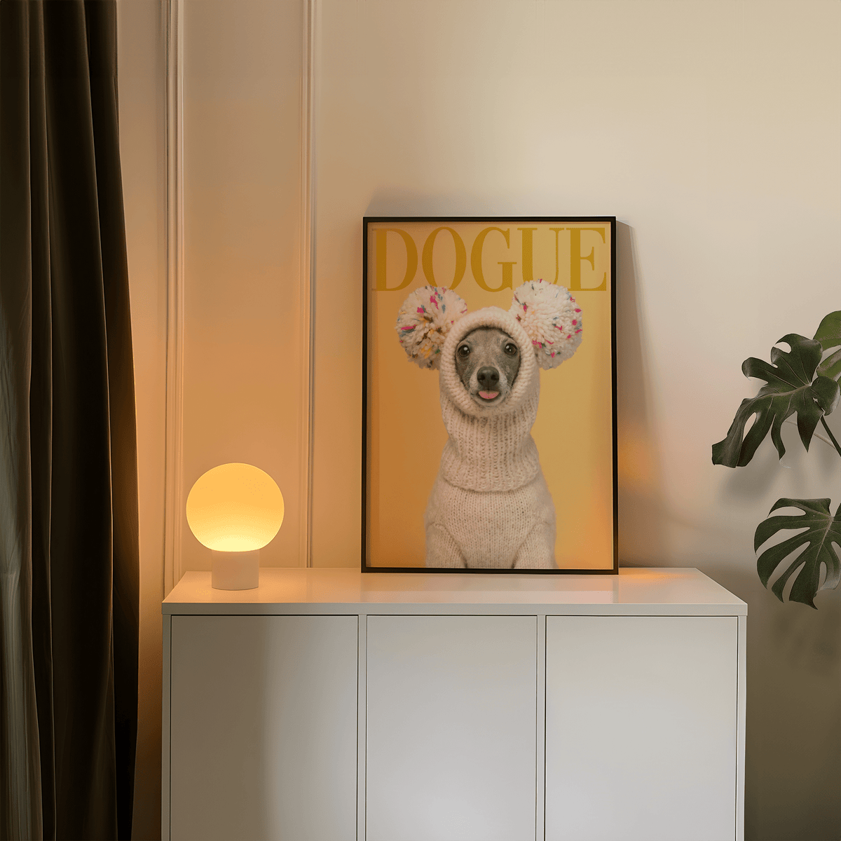 Beige and yellow Funny Dog Wall Art, best for kid’s playroom