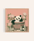 Panda Bath Print in Brown and Gray for nursery wall art