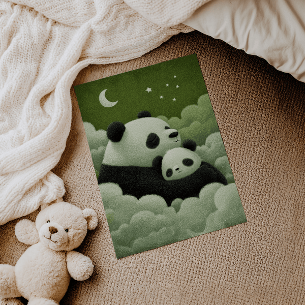 Panda Nursery Wall Art, family nursery, Black and White animal print