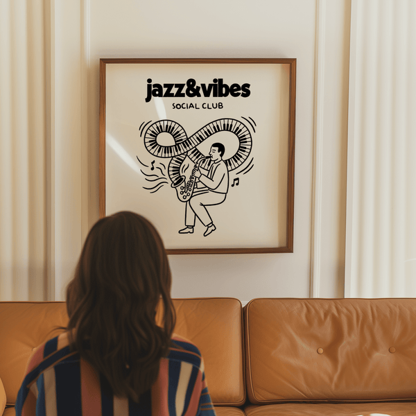 Jazz Social Club Art Print showing musician, perfect for office wall art