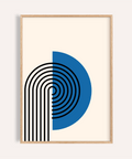 Abstract Arch Print in Black and Blue for living room wall art