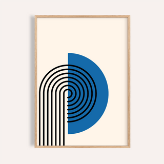 Abstract Arch Print in Black and Blue for living room wall art