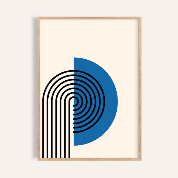 Abstract Arch Print in Black and Blue for living room wall art