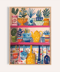Boho Kitchen Print with blue, yellow, orange for kitchen wall art