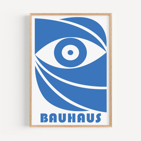 Contemporary blue Bauhaus art print for modern spaces