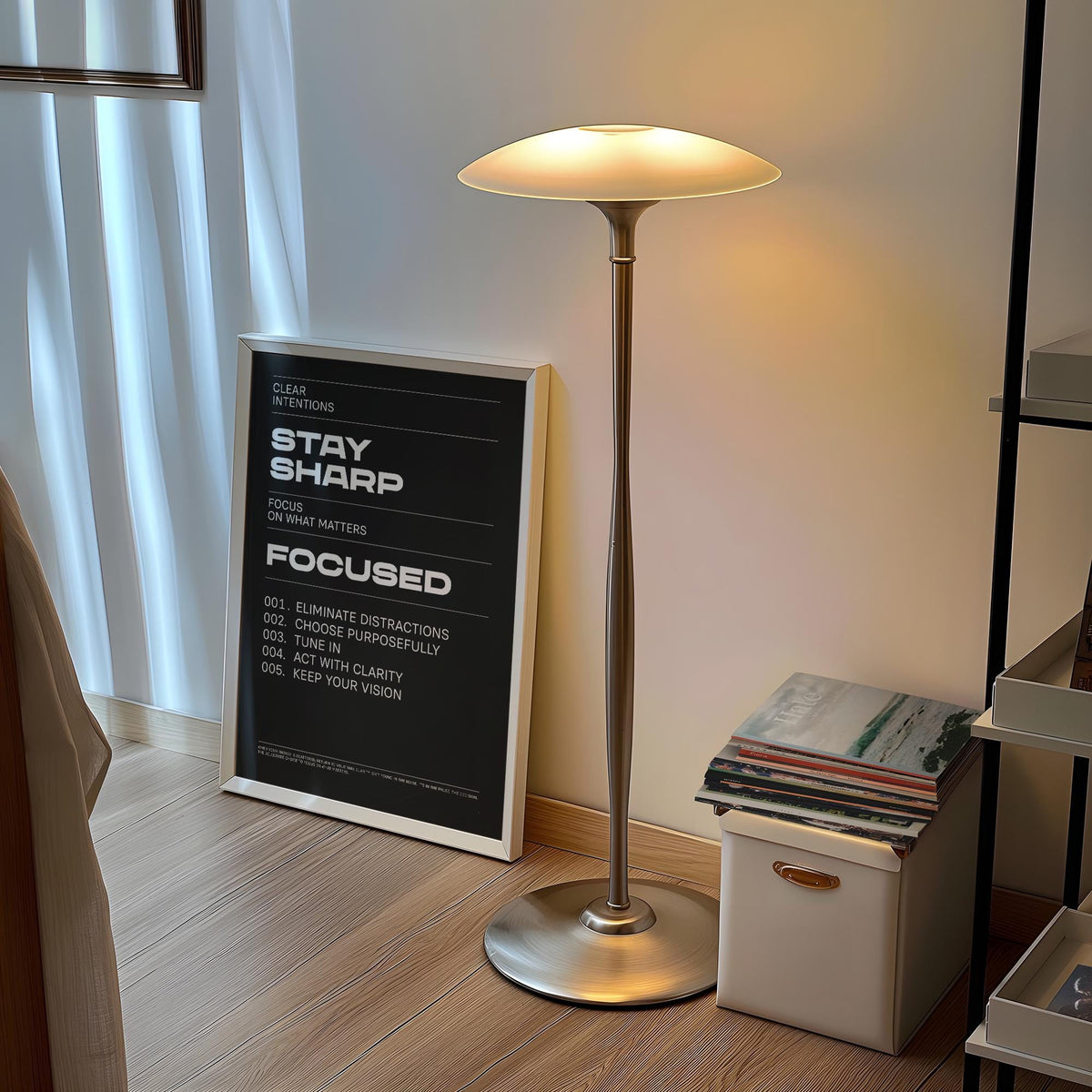 Modern design Stay Focused Poster to support clarity and purpose.
