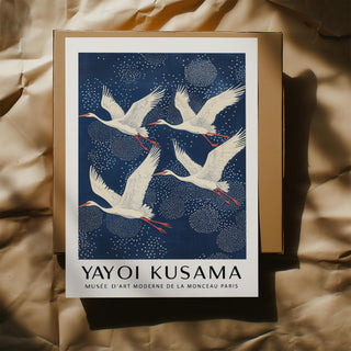 Japanese-inspired Blue and White Prints with elegant bird silhouettes.