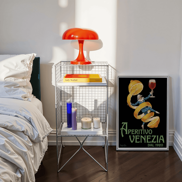 Retro Vintage Aperitivo Print using blue and yellow, suitable for dining wall art