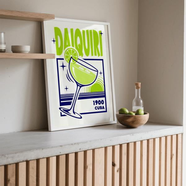 Daiquiri Art Print poster, blue and green for modern dining room