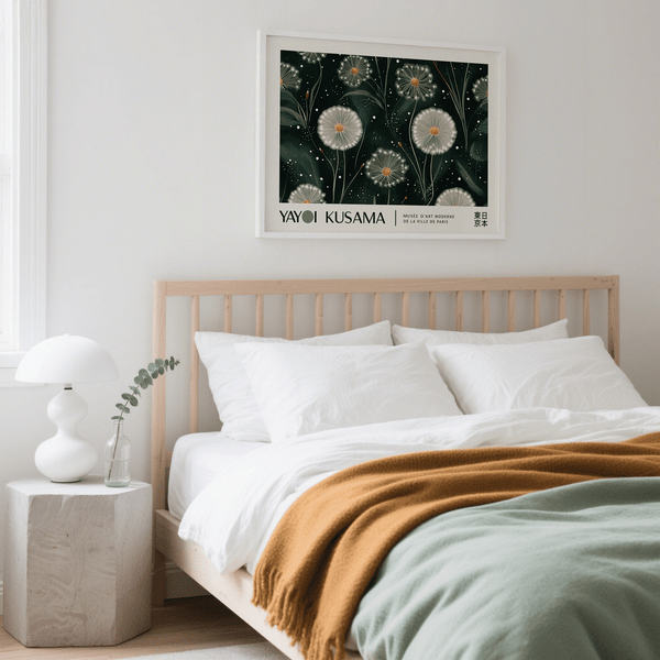 Emerald green wall art for Japandi and nature-inspired spaces