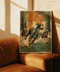 Dynamic Green and Beige Greyhound Racing Wall Art wall art for study