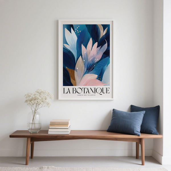 Modern abstract botanical art print featuring soft gradients and textures