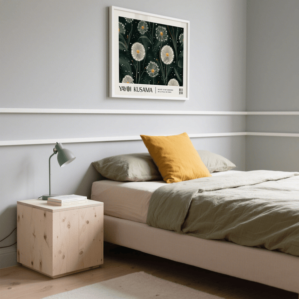 Emerald Green Wall Art for above bed with yellow and white tones