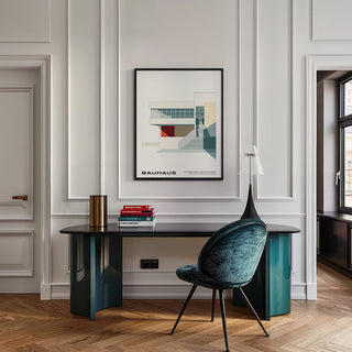 Red and beige blocks featured in Bauhaus-inspired architecture posters.