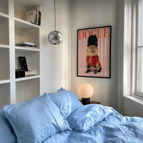 Stylish black, red, and pink Pomeranian Poster Print for entryway