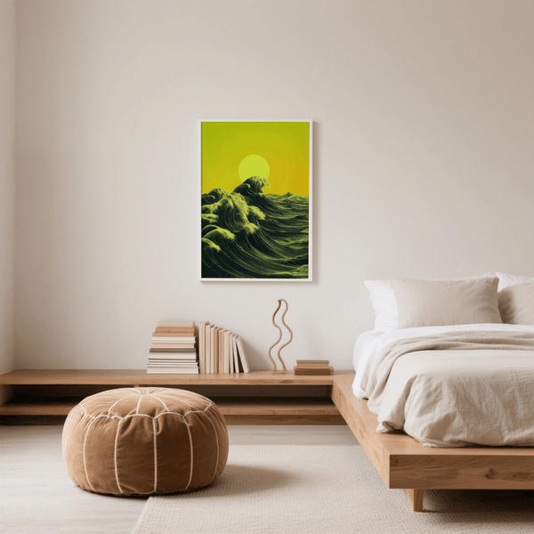 Abstract Ocean Art Print featuring yellow green suitable for entryway
