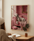 Dalmatian Art Print for nursery wall art in Pink, White, Black palette