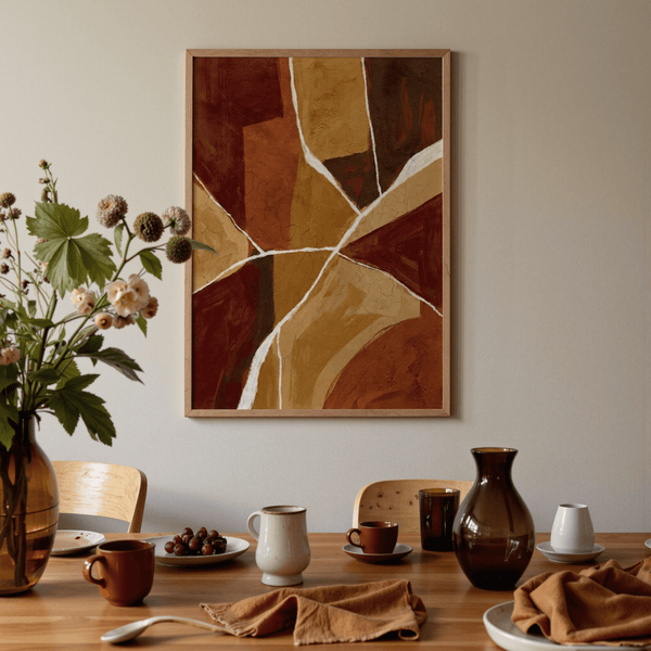 Burnt Orange Abstract Art wall art for home office, featuring Orange and Beige