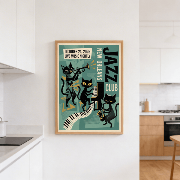 October 24, 2025 live music text detail on event-style wall art print