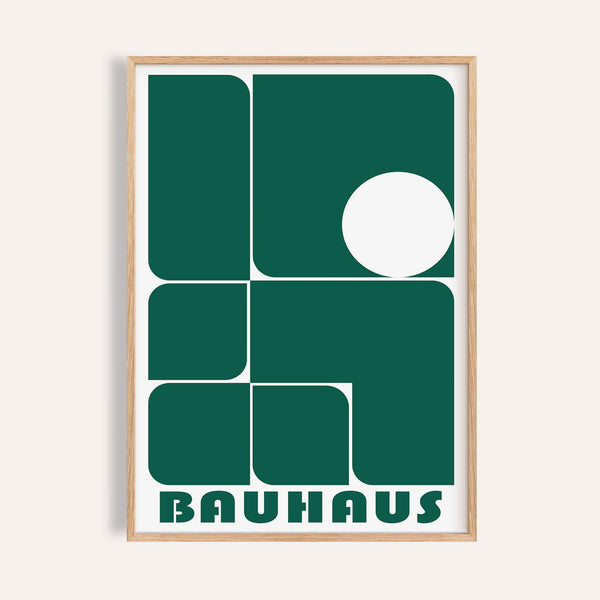 Abstract art for office featuring bold green Bauhaus design