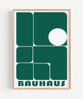 Minimalist Bauhaus-inspired green abstract wall art for contemporary office or home spaces