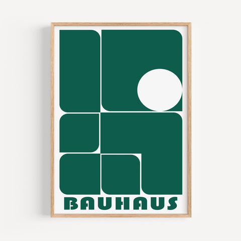 Minimalist Bauhaus-inspired green abstract wall art for contemporary office or home spaces