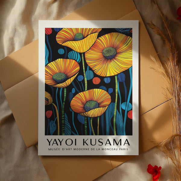 Bright Art of Poppies showcasing poppies with curved line petals.