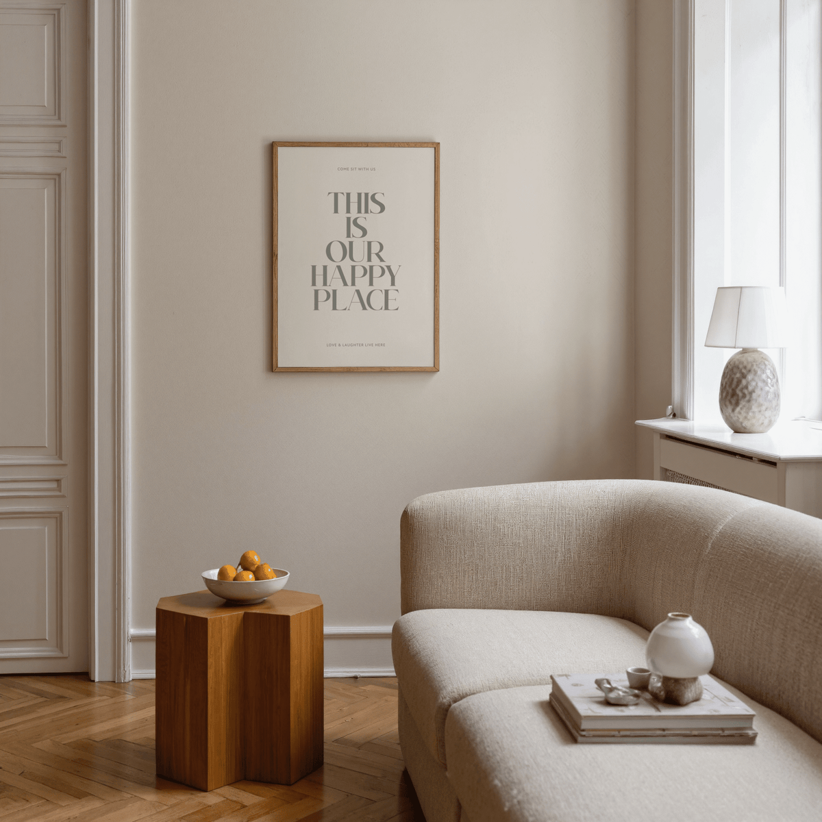 Inspirational Wall Sign in Green and Beige for bedroom art print