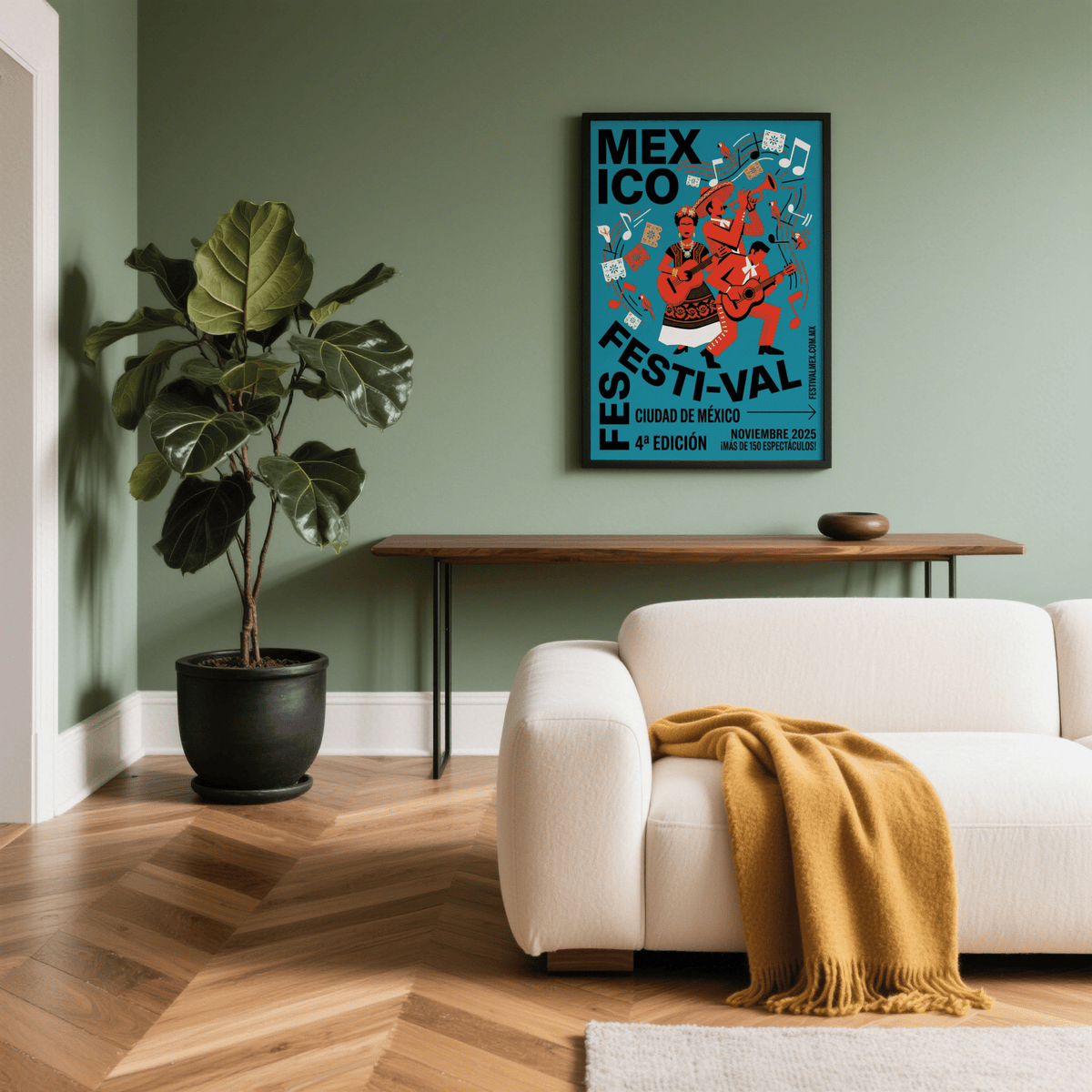Bold Blue, Red, Black festival poster highlighting November 2025 Mexico City event