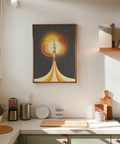 Rocket Launch Art Print featuring yellow burst, home office wall art